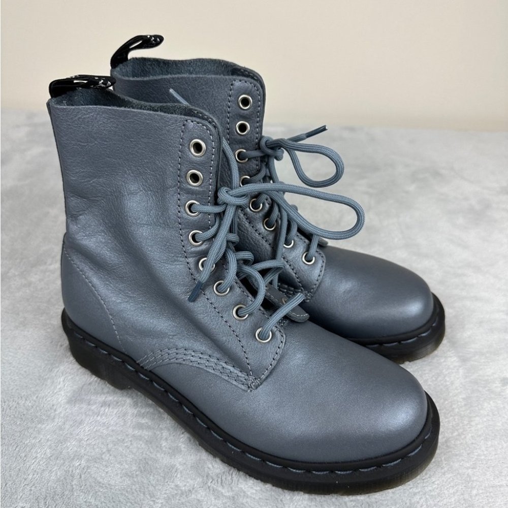 Dr Martens 1460 Pascal Mono Grey Leather Boots Women’s Size 8 US